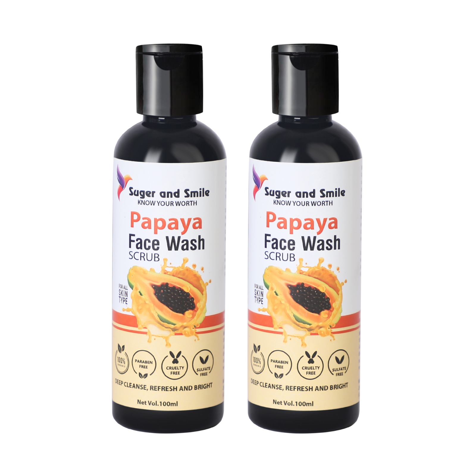 Papaya facewash scrub pack of 2(100g each)